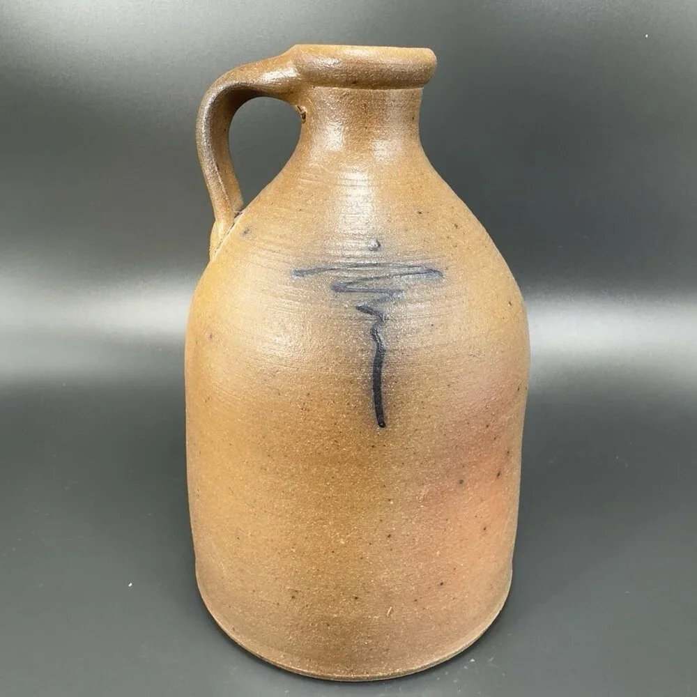Vintage 1988 Braun Buffalo NY Stoneware Jug Container Brown Salt Glaze Pottery‎